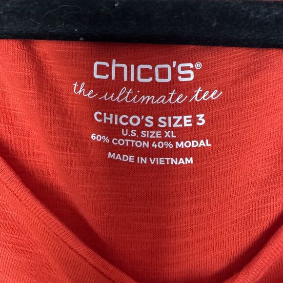 Chico's the Ultimate Tee Women's 3 XL Bright Red Top Lux Quality Pullover Shirt - Picture 3 of 7